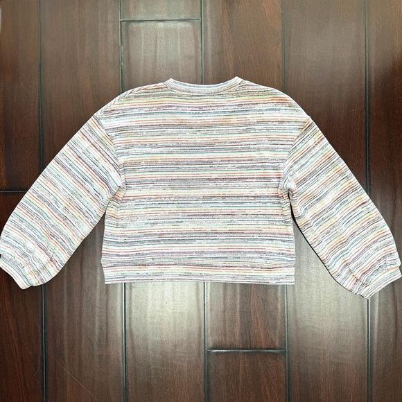 Madewell Space Dye Stripe Bubble Puff Sleeve Cropped Knit Sweater Women's Small - Picture 6 of 10
